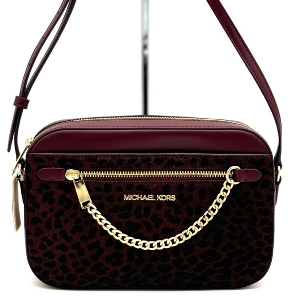 Michael Kors Large Jet Set Item EW Chain Xbody Crossbody Bag Ox Blood Multi - Picture 1 of 12